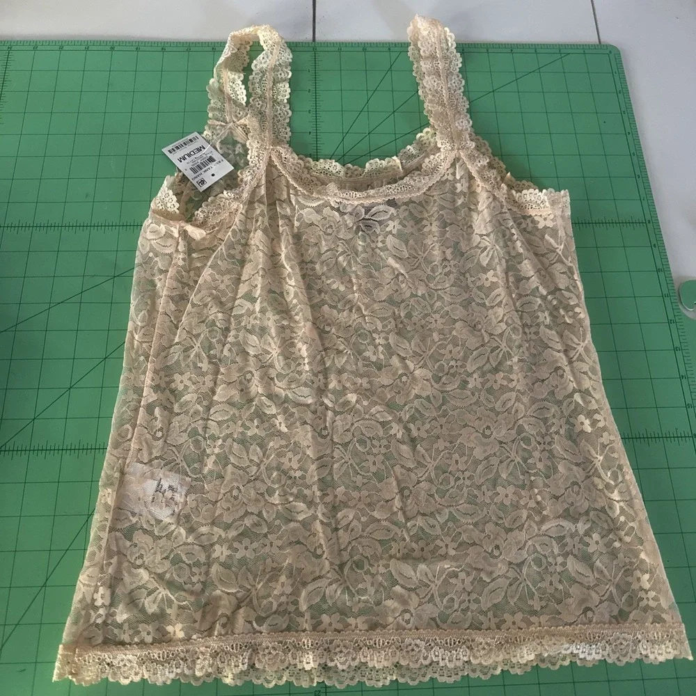I.N.C. INTERNATIONAL CONCEPTS Sexy Lace Lingerie Tank Top Almond Latte / Peach - Picture 4 of 5